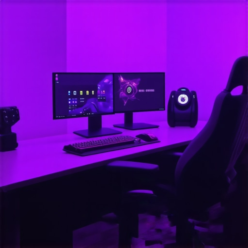 High-end gaming station with peripherals and ambiance lighting