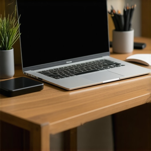 Futuristic lightweight business laptop with security features and 4K display