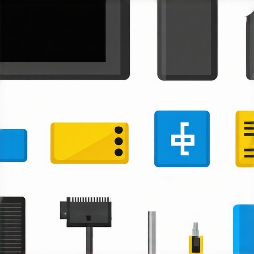 A clean and organized workspace with laptop maintenance tools, monitoring software display, and backup devices neatly arranged.