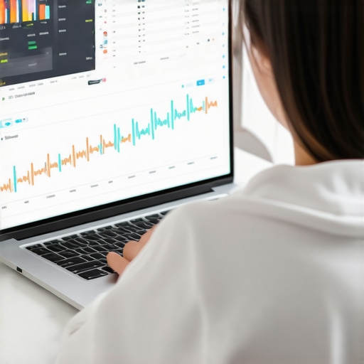 Person monitoring laptop system health with performance graphs