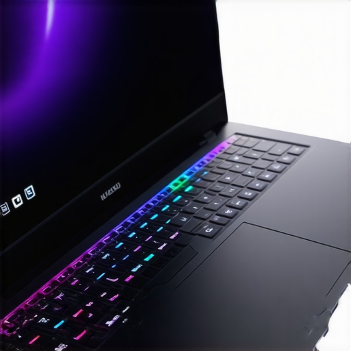 A detailed view of a gaming laptop's advanced cooling system with illuminated heatsinks and fans