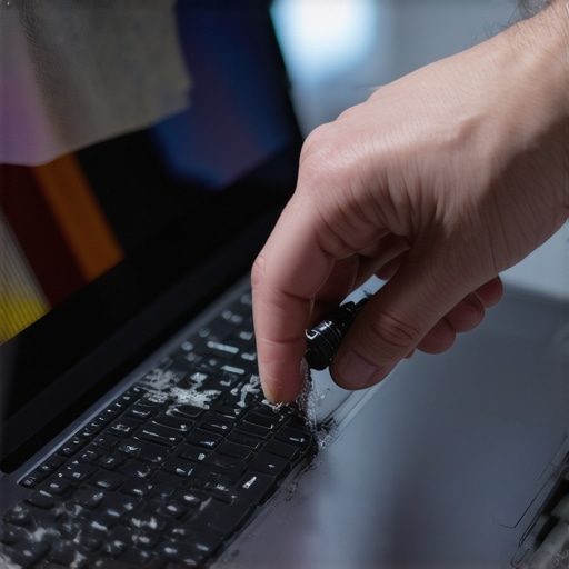 Person cleaning a laptop's vents using compressed air to prevent overheating.