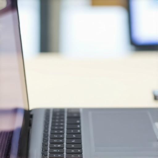 Close-up of a sleek student laptop showing battery icon in a study setting.