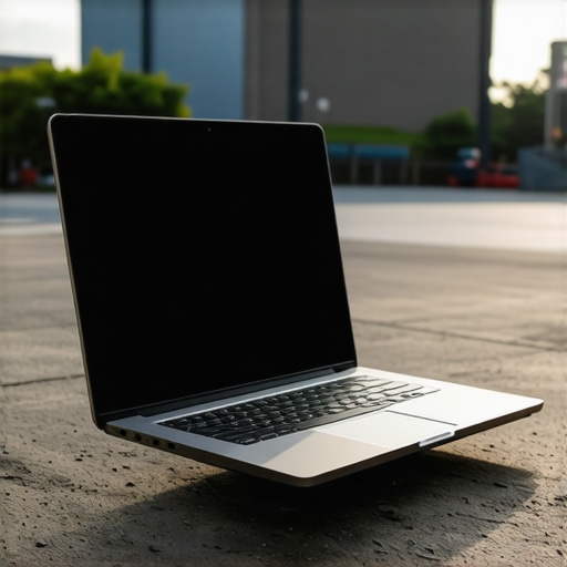 Durable rugged business laptop surviving a drop test outdoors
