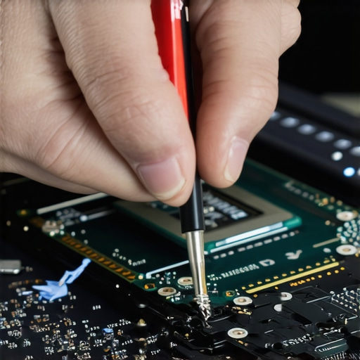 Technician applying thermal paste to improve cooling in a gaming laptop