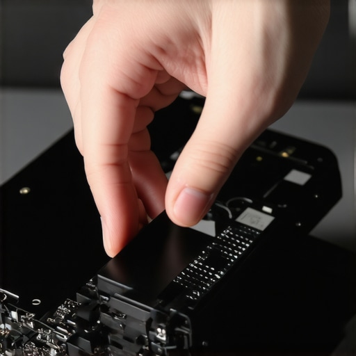 Person opening a laptop to replace the battery, showing internal components.