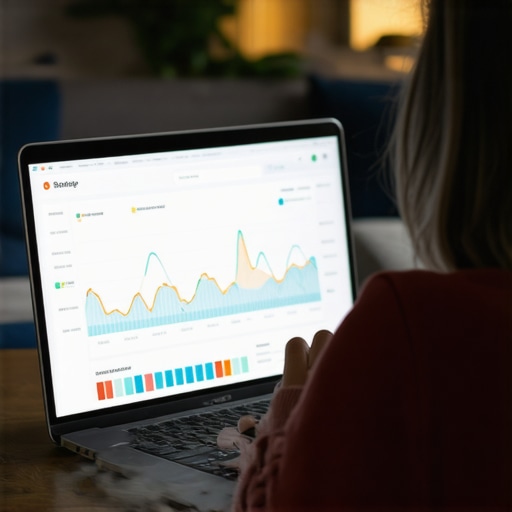 Person analyzing online laptop discounts on a computer screen with graphs and price charts.