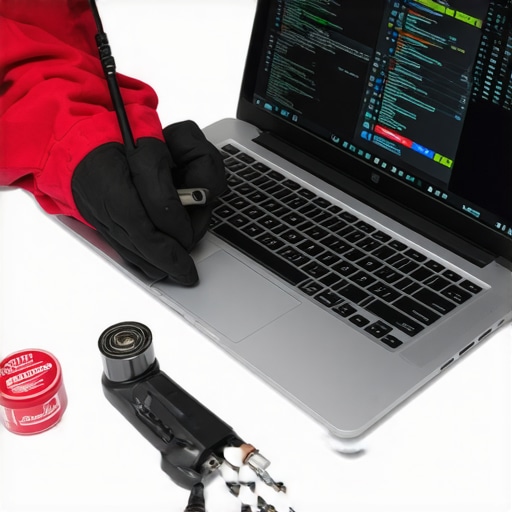 Technician cleaning and checking a laptop using specialized tools