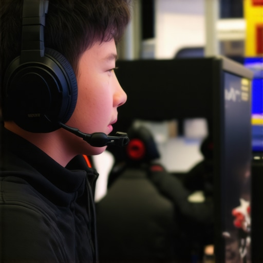 Person trying on various gaming headsets in an electronics store to evaluate comfort and audio.
