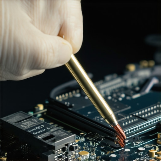 Technician carefully applying thermal paste inside a laptop to improve cooling.