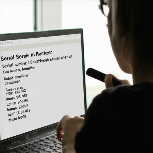 Person checking a laptop's serial number on the manufacturer's site to confirm authenticity
