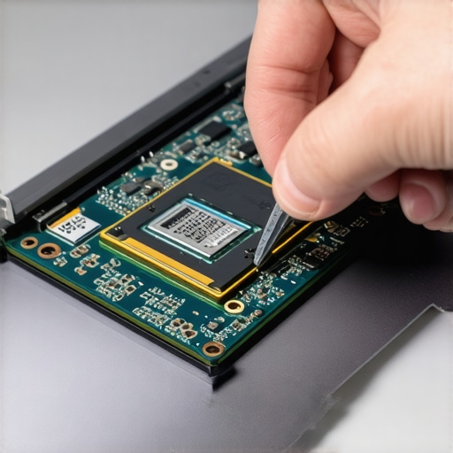 Person reapplying thermal paste to a laptop's CPU for improved cooling