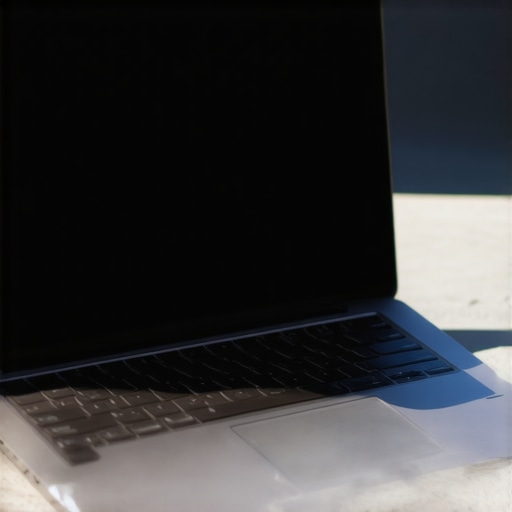 A business laptop with matte screen minimized reflections outside in sunlight