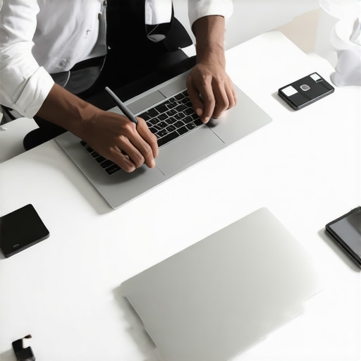 Person analyzing multiple laptops for features and quality on a table
