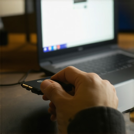 Person preparing bootable USB drive on laptop for OS downgrading