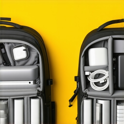 A high-quality backpack designed for carrying two laptops securely with ergonomic straps and multiple compartments.