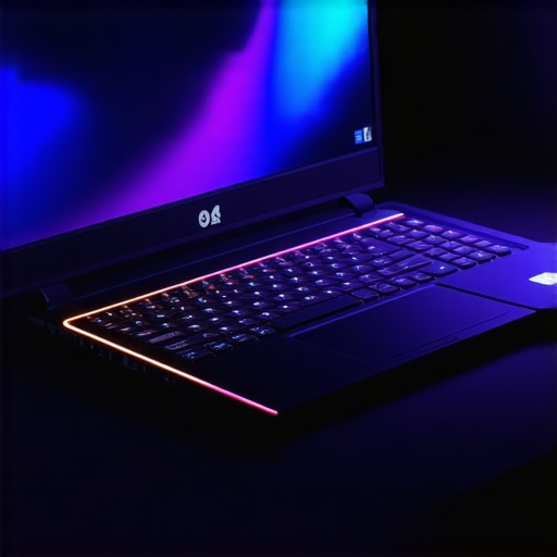 Gaming laptop on cooling pad with visible fans and airflow.