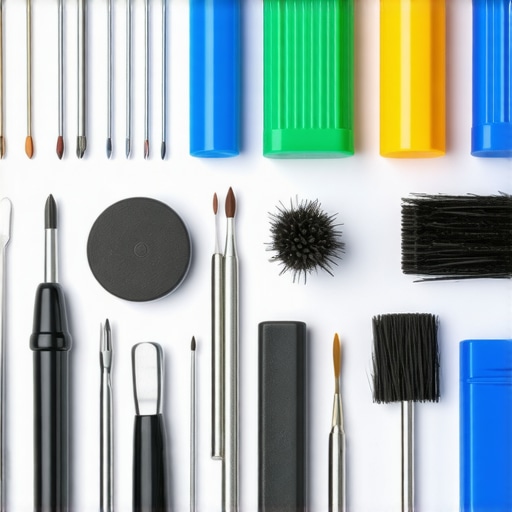 Tools for cleaning and repairing laptops, including screwdrivers and compressed air.