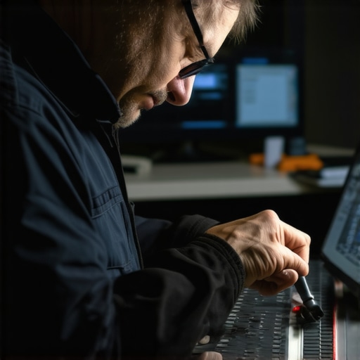 Laptop Maintenance Tools and Setup Technician cleaning and checking a laptop with diagnostic tools