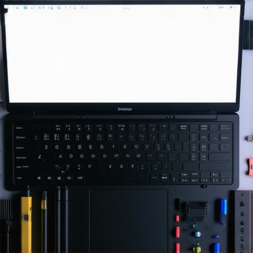Gaming laptop being cleaned with compressed air and monitored using diagnostic software
