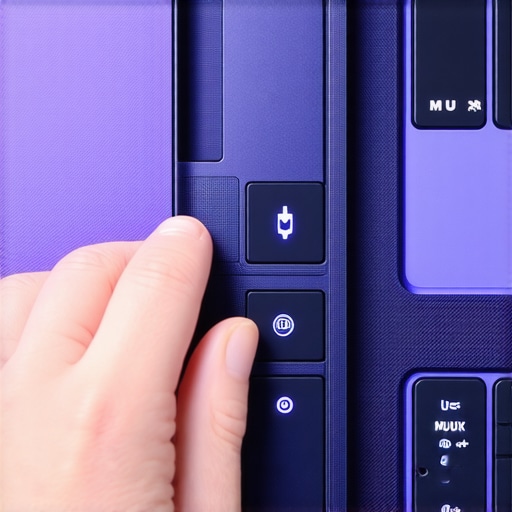 A person pressing the MUX switch on a gaming laptop to improve graphics performance.