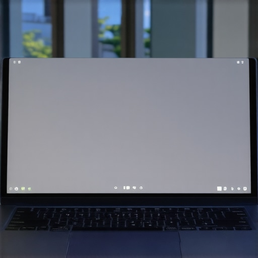 Laptop with matte display working outdoors with minimized reflections