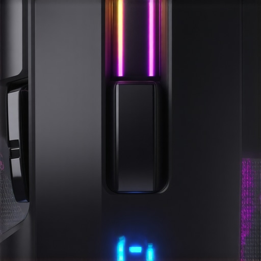 Close-up shot of a gaming mouse highlighting the high-quality switches and textured grip for durability.