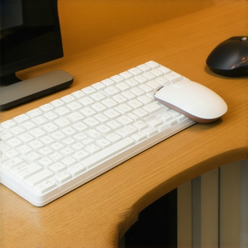 Laptop setup with external ergonomic keyboard and mouse on a desk