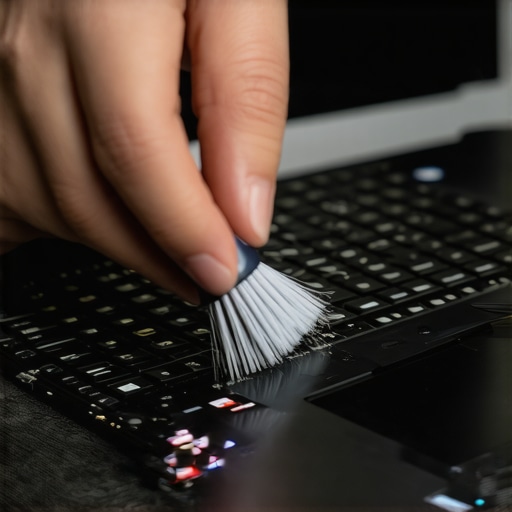 Expert Cleaning of Gaming Laptop Components Technician carefully cleaning a gaming laptop's internal parts to ensure optimal performance.