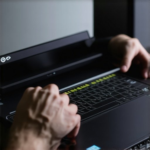 Hardware Diagnostics in Action Person inspecting gaming laptop's internal components with diagnostic tools.