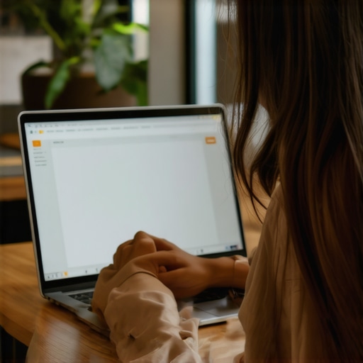 Person applying a privacy shield on their laptop in a coffee shop environment