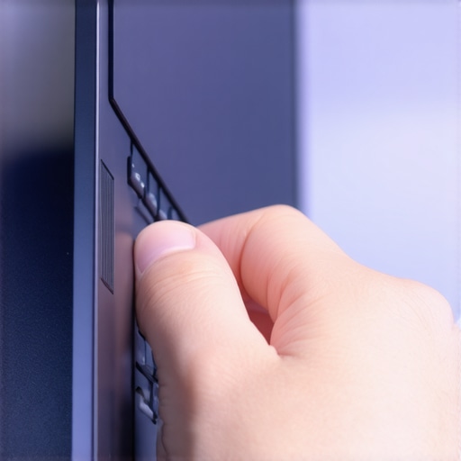 Laptop Maintenance: Cleaning Air Vents to Prevent Overheating Person using compressed air to clean dust from a laptop's air vents for better cooling.