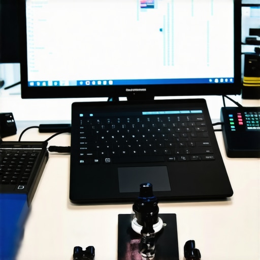Laptop Maintenance Tools in Action Close-up of a laptop with maintenance tools and software for system health monitoring.