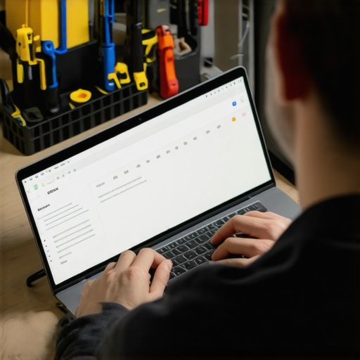 Person using maintenance tools on a laptop for performance upkeep.