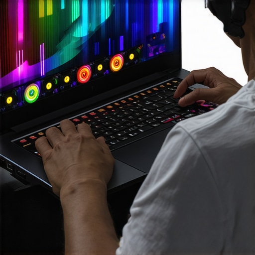 Person using a cooling pad with adjustable fans under a laptop to improve airflow and reduce heat.