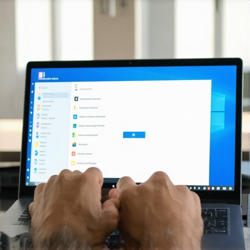 Optimizing Windows Settings Hands configuring Windows performance options on a laptop