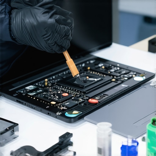 Professional Laptop Maintenance A technician expertly applying thermal paste to optimize laptop cooling