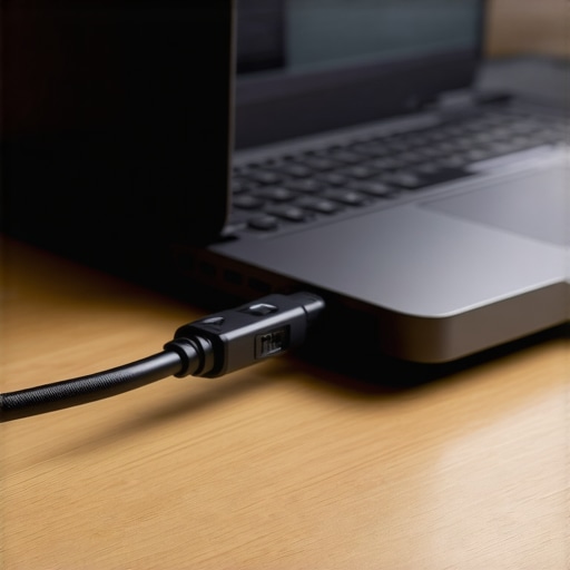 Person connecting Ethernet cable to laptop for stable internet