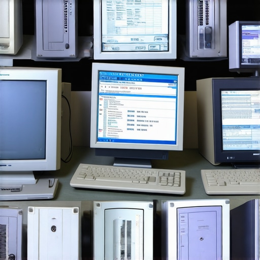 Collage of surplus government computers and online auction interfaces.