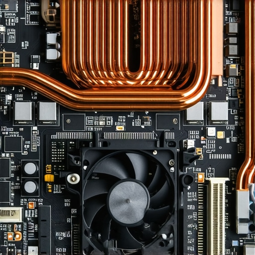Close up of laptop internal cooling pipes and fan architecture