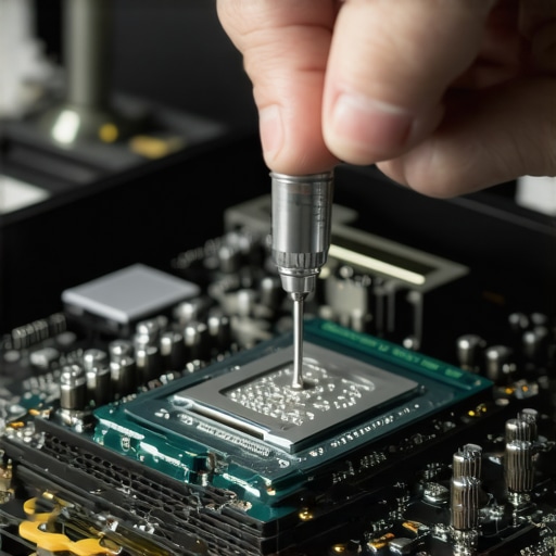 Applying High Quality Thermal Paste to Laptop CPU Close-up of thermal paste application on a laptop processor to improve cooling and performance.
