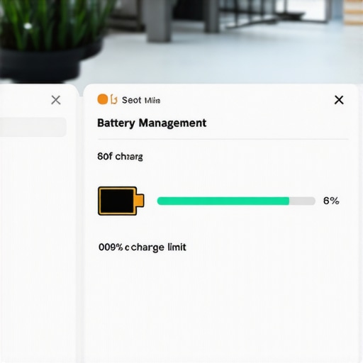 Laptop battery management software showing a 80 percent charge limit setting.