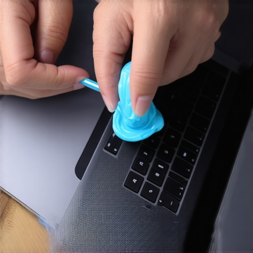 Cleaning dust out of thin laptop speaker grilles using specialized blue putty