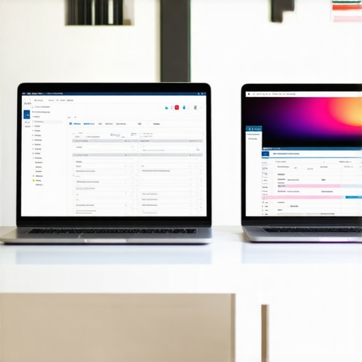 Visualizing the importance of color calibration on dual laptop setups.