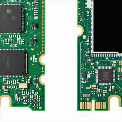 Comparison of real vs fake SSD internals A side-by-side view of a genuine SSD circuit board and a fake one showing the lack of components on the counterfeit version.