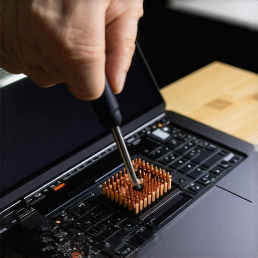 A person using a precision screwdriver to open a business laptop for maintenance.
