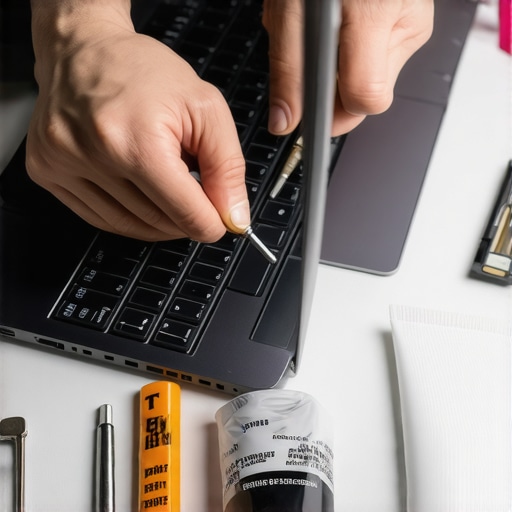 Professional laptop repair and maintenance setup