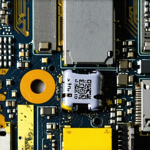 Close-up of a burnt circuit component on a laptop motherboard caused by a faulty USB-C hub.