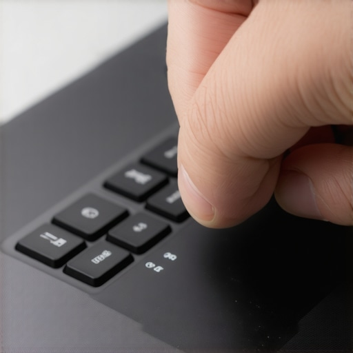 A close-up of a laptop keyboard flexing under the pressure of a finger press