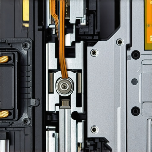 Close-up of a broken laptop hinge showing metal pulling away from plastic chassis.